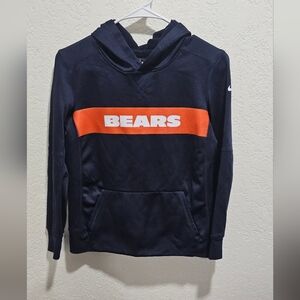 NFL Nike Chicago Bears Navy Long sleeve Hoodie Orange Stripe Kids  M 10 - 12